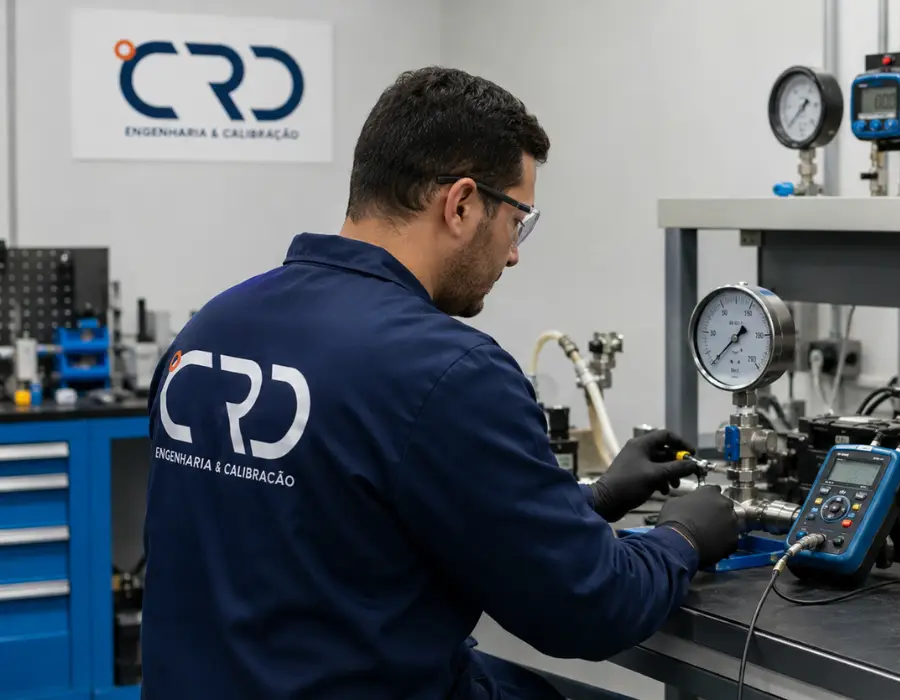 Equipe técnica da CRD atuando com instrumentos de medição